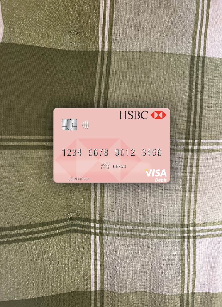 Download Uruguay HSBC Bank visa dbeit card photolook front Photoshop template